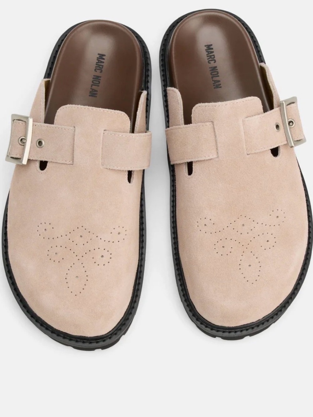 Marc Nolan Men’s Suede Slip-On Mules in Blush Tan